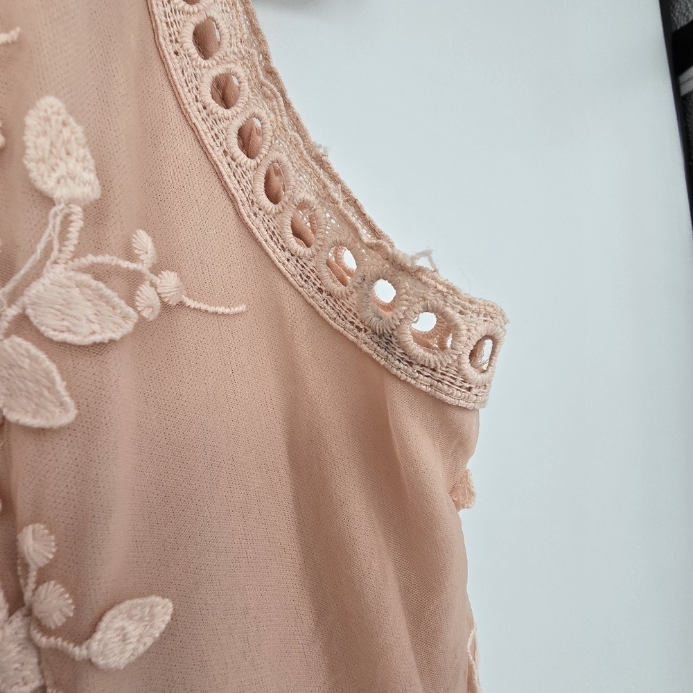 Aqua Womens Blush Embroidered Flounce Maxi Party Night Out Dress Medium - Picture 11 of 13